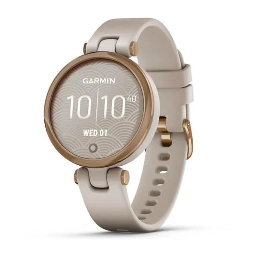 Часы Garmin Lily безель цвета розовое золото, песочный корпус и силиконовый ремешок, 010-02384-11