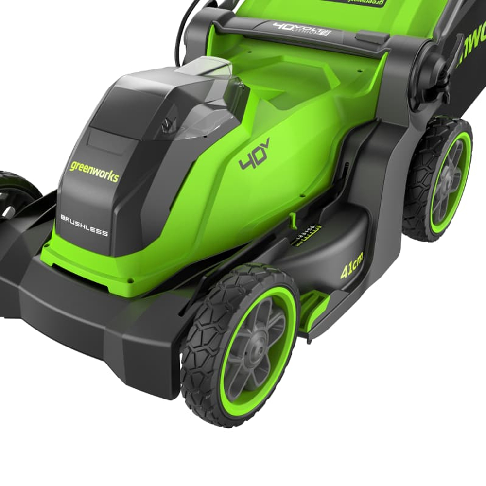 Газонокосилка аккумуляторная Greenworks GD40LM411, 40V, бесщеточная, 41 см, c 1хАКБ 4Ач и ЗУ (2521007UB)