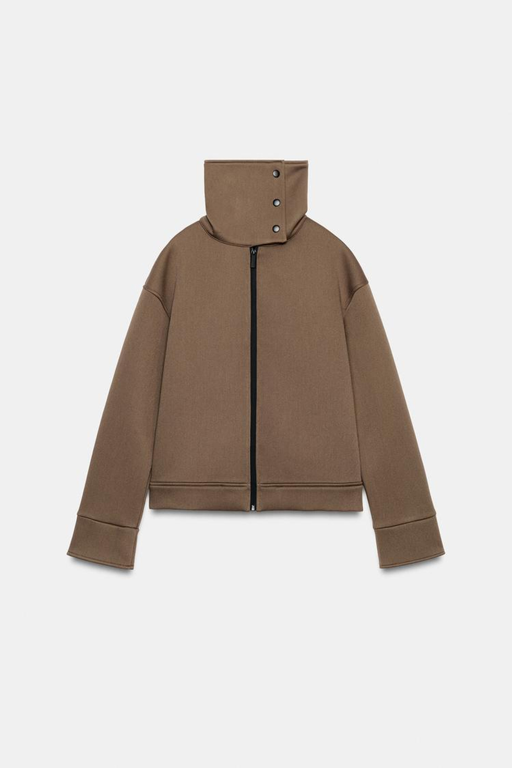 ZARA КУРТКА С ВОРОТНИКОМ-СТОЙКОЙ, ТЕМНО-БЕЖЕВЫЙ