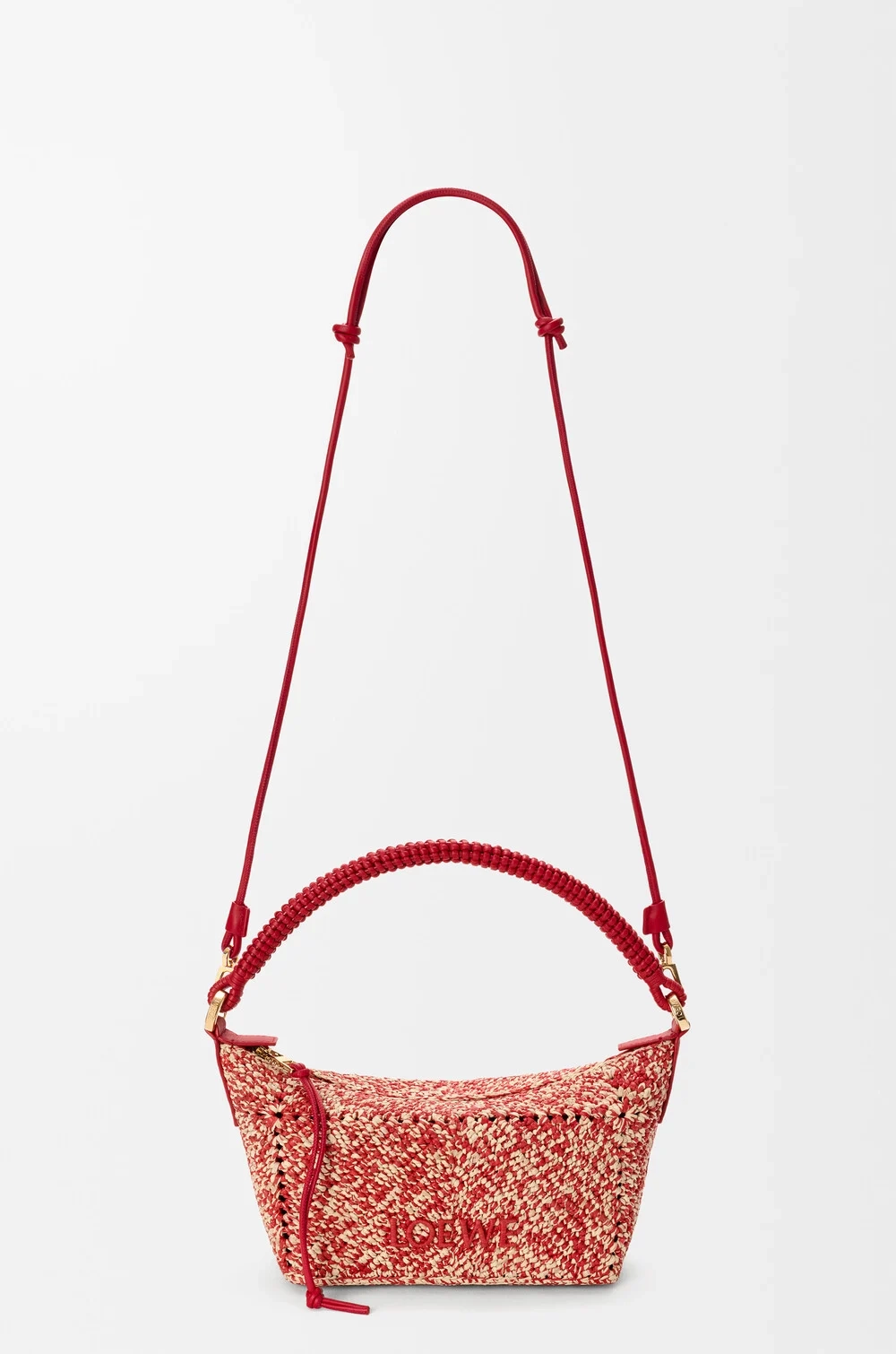 Loewe Мини-сумка Cala из телячьей кожи и рафии, красный