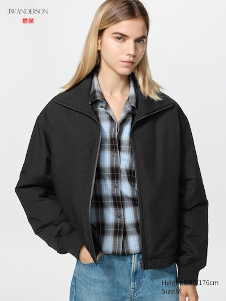 UNIQLO Короткая стеганая куртка, черный