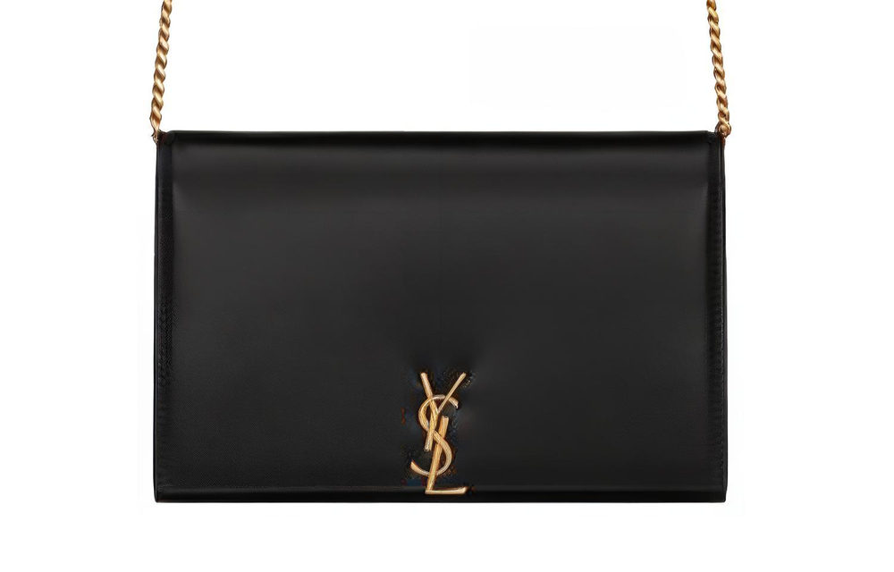 SAINT LAURENT Monogram Calfskin Wallet, Shoulder Bag, Crossbody Bag Women"s Black