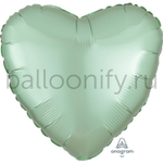 Фольгированная фигура, сердце, 18"/46СМ Сатин Mint Green