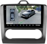 Магнитола для Ford Focus 2 2004-2011 (климат, рамка черная) - Teyes CC3-2K-360 монитор 9.5" 2K QLED на Android 10, Быстрая, CarPlay, 4G SIM-слот, 4 камеры в комплекте