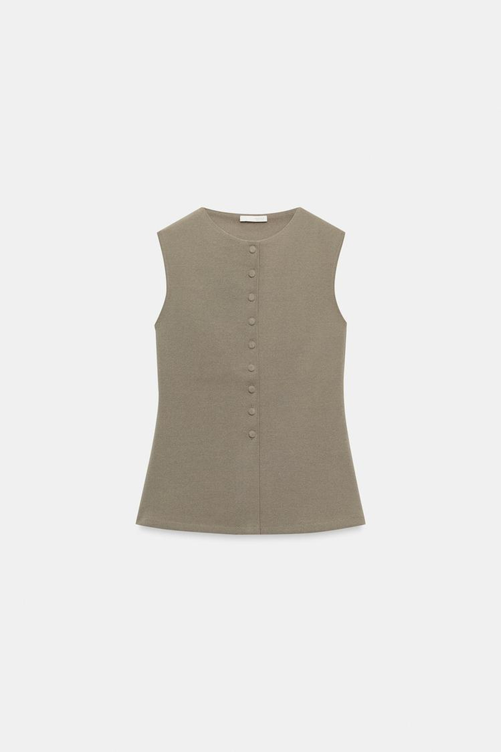ZARA ЖИЛЕТ С ОБТЯЖНЫМИ ПУГОВИЦАМИ, ХАКИ