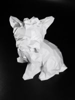 Статуэтка собаки породы Йорк (York dog) полигональная 160мм, 3D печать белая