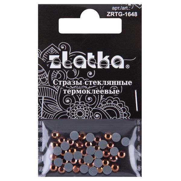 Стразы клеевые стекло 3.9 мм, 5х48 шт, SS16 №17 св.коричневый (Smoked Topaz), Zlatka ZRTG-1648