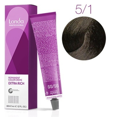 Londa Color стойкая крем-краска, 5/1 светлый шатен пепельный, 60мл