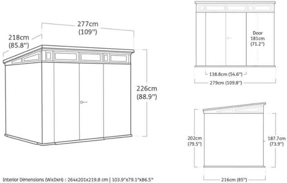 Садовый сарай Keter Signature Vertical Pent 9x7 grey