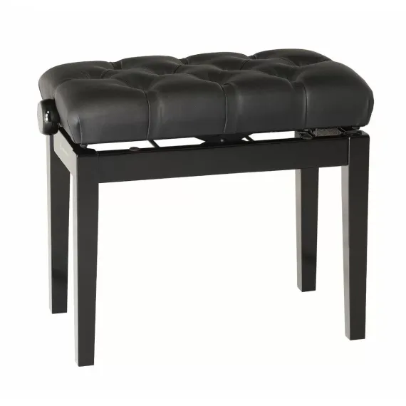 K&amp;M 13981-400-21 банкетка для пианино, чёрн. лакир. дерево, стёганое кожаное сиденье выс. 48-55 см