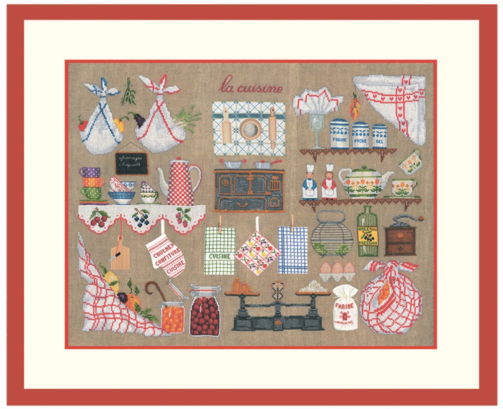 Набор для вышивания нитками Le Bonheur des Dames, Accessoires la cuisine (Аксессуары Кухня), 50х37 см