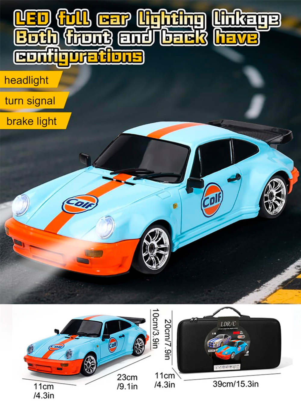 Радиоуправляемая машина для дрифта LD RC масштаб 1:18 2WD 2.4G Porsche 911 - 1898 Blue c гироскопом