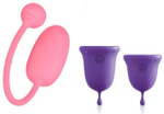 Подарочный набор: розовый тренажер Кегеля Magic Kegel Coach и фиолетовые менструальные чаши (Цвет: фиолетовый с розовым)