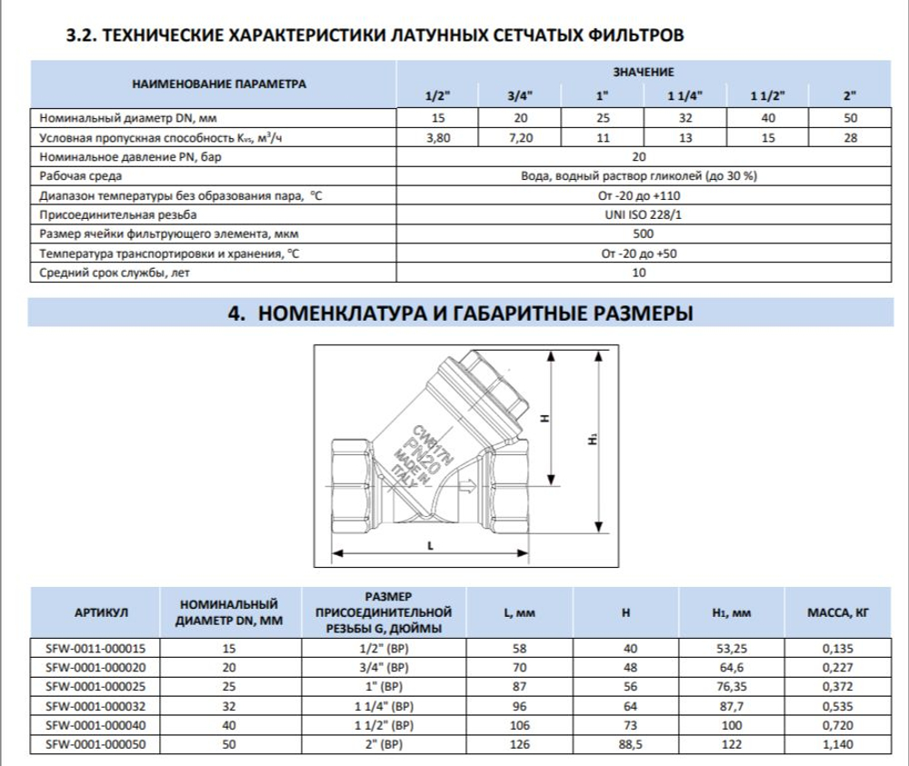 Фильтр грубой очистки 1 1/4" (SFW-0001-000032) STOUT