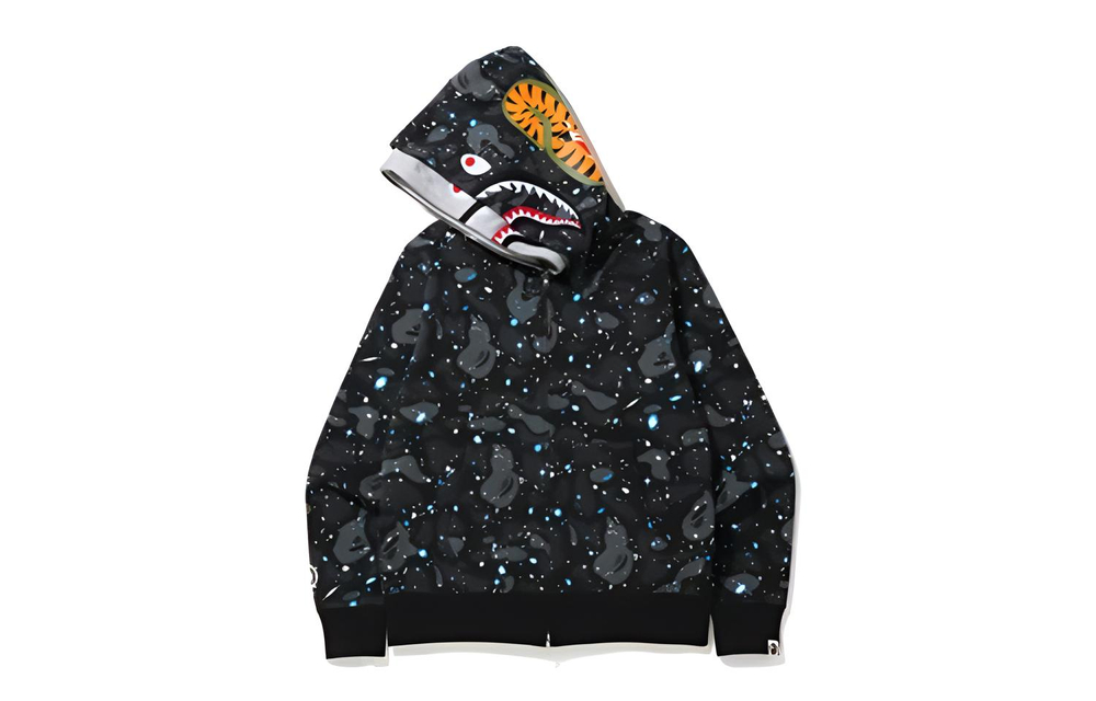 A Bathing Ape Space Camo Shark Full Zip Double Худи черный