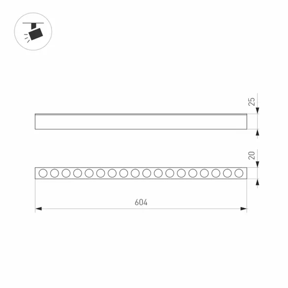 Светильник MAG-DOTS-25-L600-18W Warm3000 (BK, 30 deg, 24V) (Arlight, IP20 Металл, 5 лет) 033672