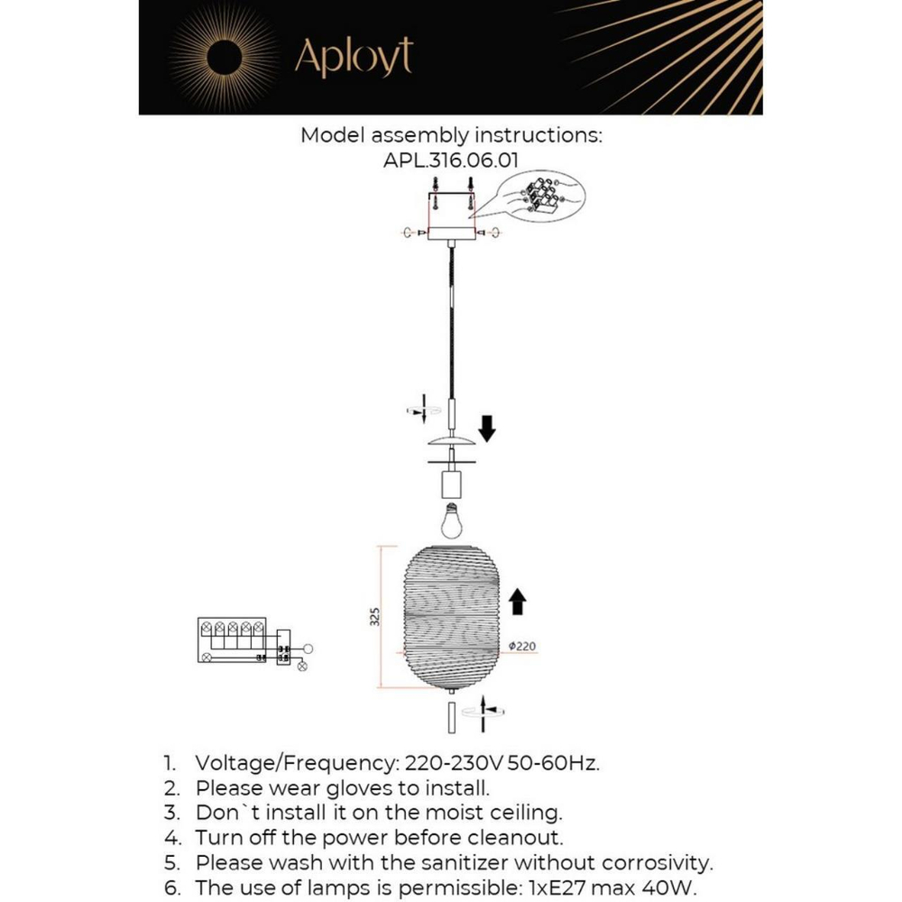 Подвесной светильник Aployt Mattia APL.316.06.01
