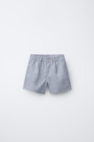 ZARA БЕРМУДЫ ИЗ 100% ЛЬНА, СИНИЙ