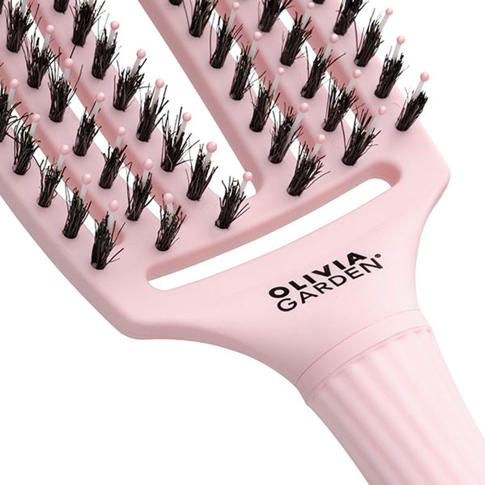 Щетка для волос Olivia Garden Fingerbrush Care Iconic Boar&Nylon Pastel Pink M - 4