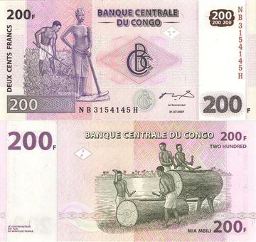200 франков 2007 Конго