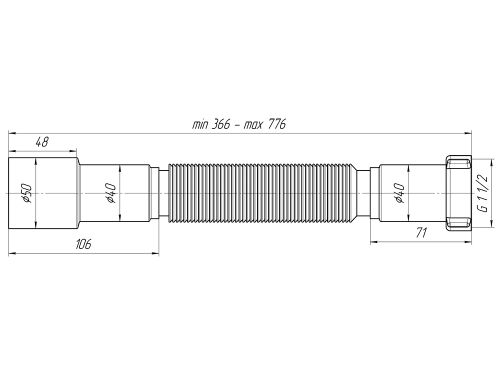 Сифон G106 гофрированный 1 1/2"х40/50 (АниПласт)