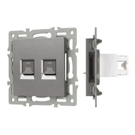 Механизм компьютерной розетки двойной SCT-MPC2-PL-GR (RJ-45, CAT6) (Arlight, -)