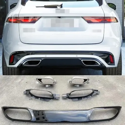 Диффузор заднего бампера с насадками на выхлоп для Jaguar F-Pace 2021+ Ягуар