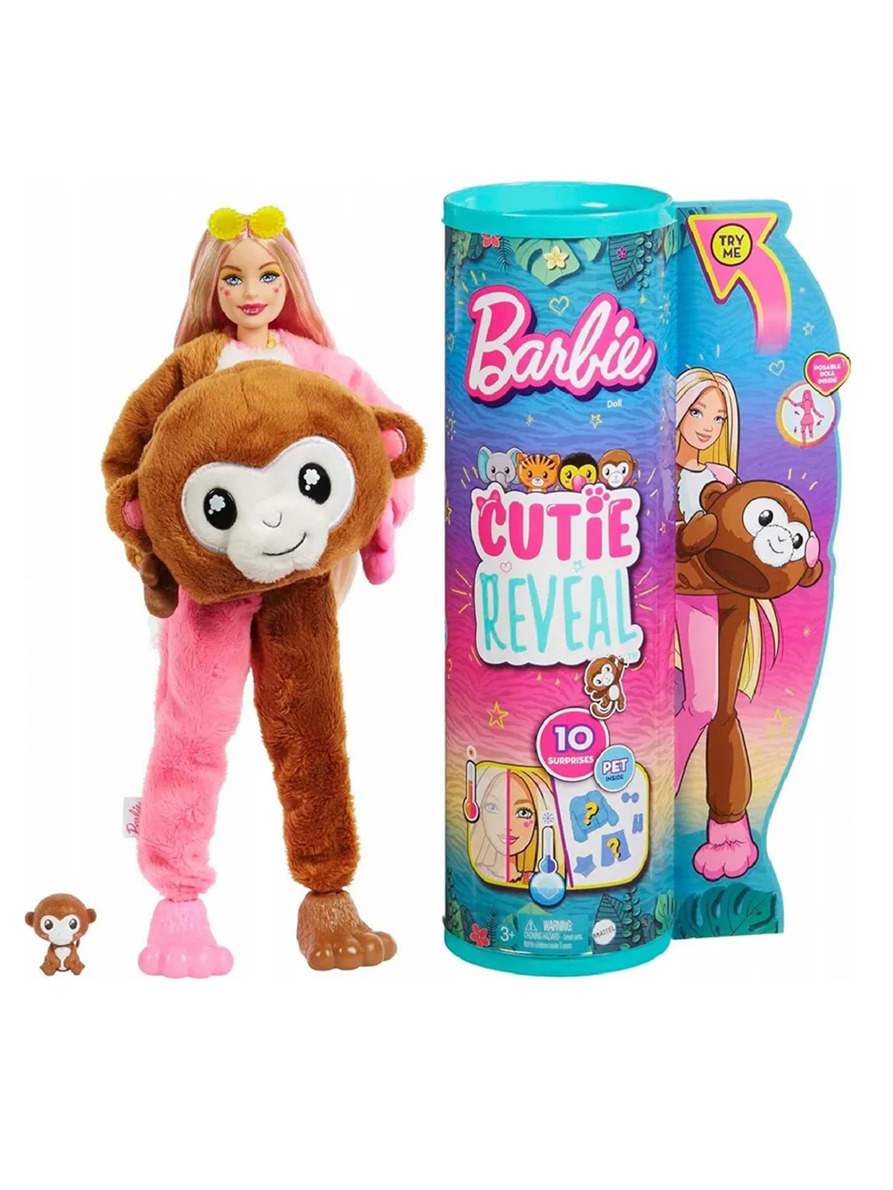 Кукла Барби Кьюти Ревил Обезьяна | Barbie Cutie Reveal Monkey HKR01 | кукла-сюрприз в костюме зверька Mattel | 3+