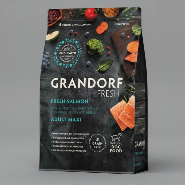 Сухой корм GRANDORF Fresh Dog Adult MAXI Salm&Sweet Potato для собак крупных пород из свежего мяса лосося с бататом