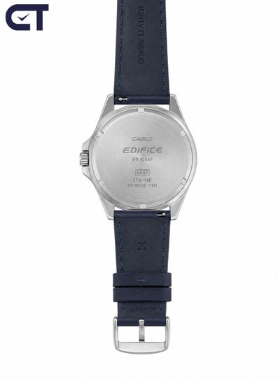 CASIO EFV-140L-7AVUDF EDIFICE мужские наручные часы — классическая трёхстрелочная модель с кожаным ремешком