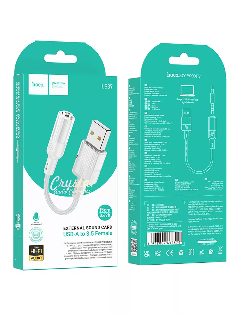 Переходник LS37 с USB на AUX наушники и микрофон
