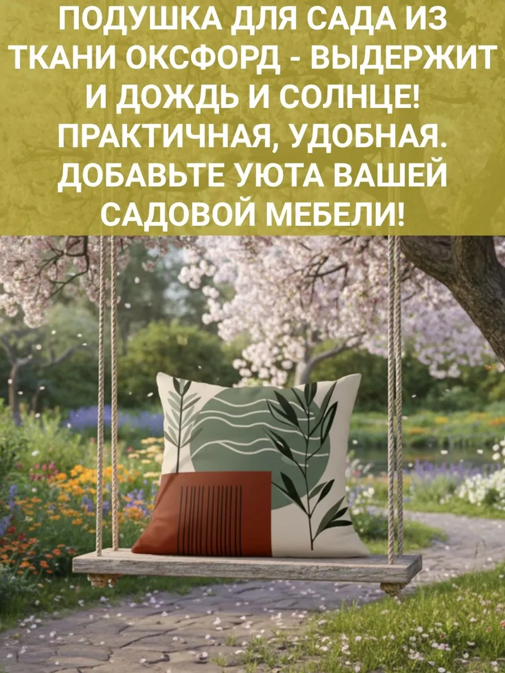 Подушка декоративная Трава и луна 45х45 оксфорд