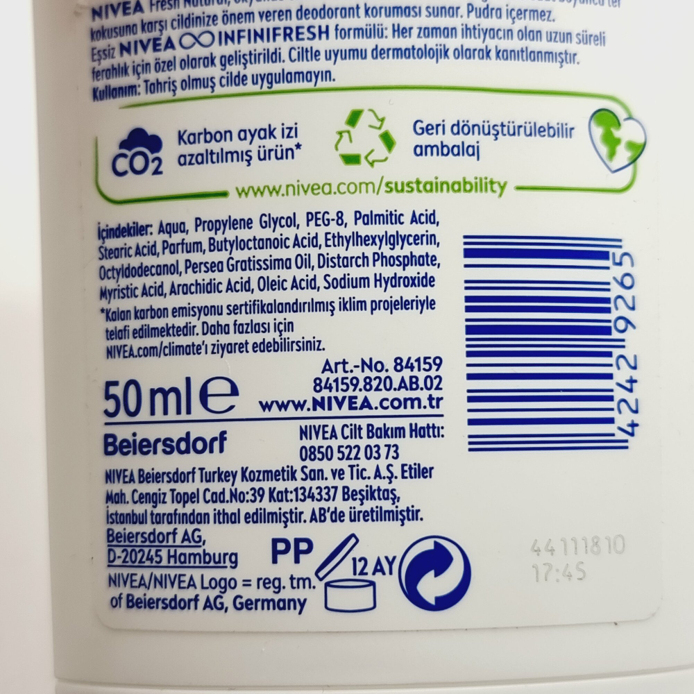 NIVEA  дезодорант стик женский  Fresh Natural  50 мл (Германия)