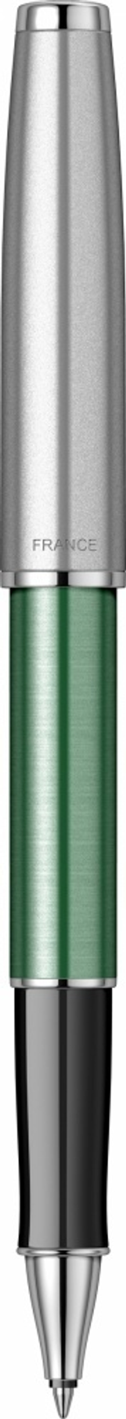 Ручка-роллер Parker Sonnet Essentials Green SB Steel CT, цвет чернил black, перо: F, в подарочной упаковке.