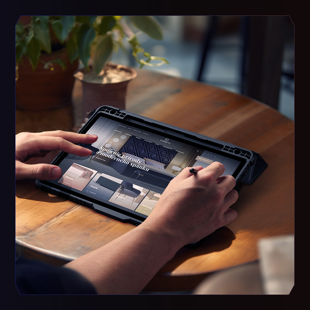 Чехол книжка от Nillkin для планшета Samsung Galaxy Tab S9 и Tab S10 FE, серия Bumper Pro Case-Multi Angle Folding Style, с защитной шторкой для камеры