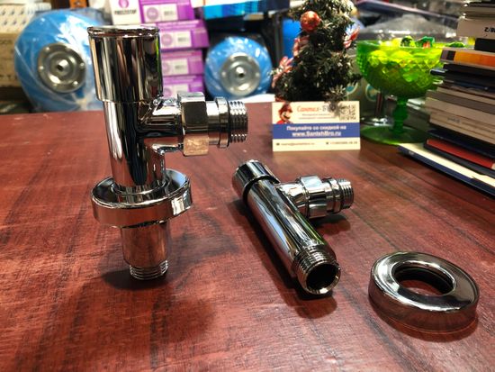 Кран для полотенцесушителя угловой 1/2х1/2" ш/ш круглый Tim, 2 шт