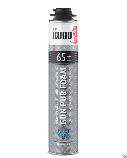 Пена монтажная KUDO PROFF 65+ -18 ºC зимняя c безотказным клапаном 1000 мл, 930 гр