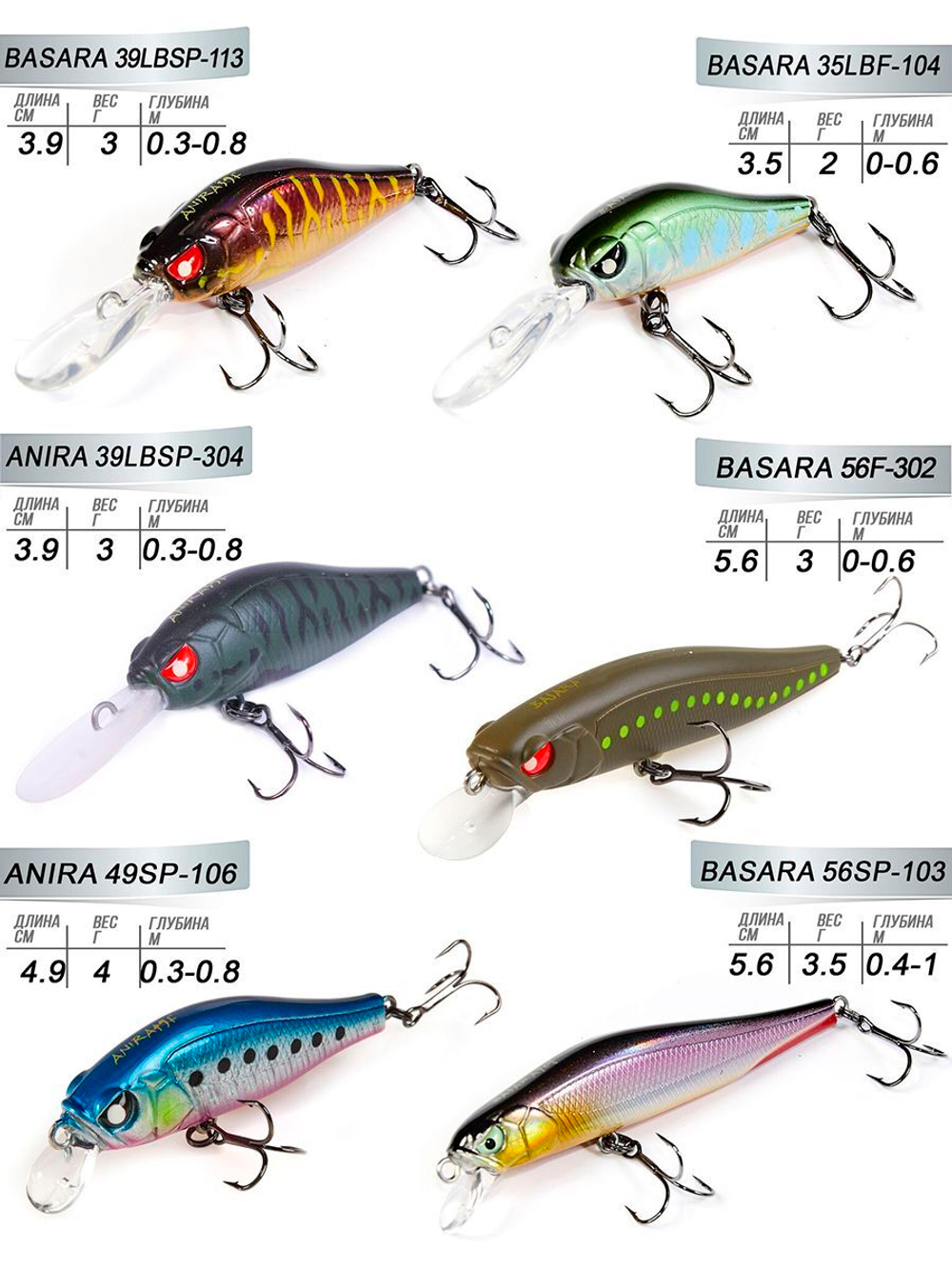 Воблеры набор Lucky John Pro Series 08 SET 6шт.