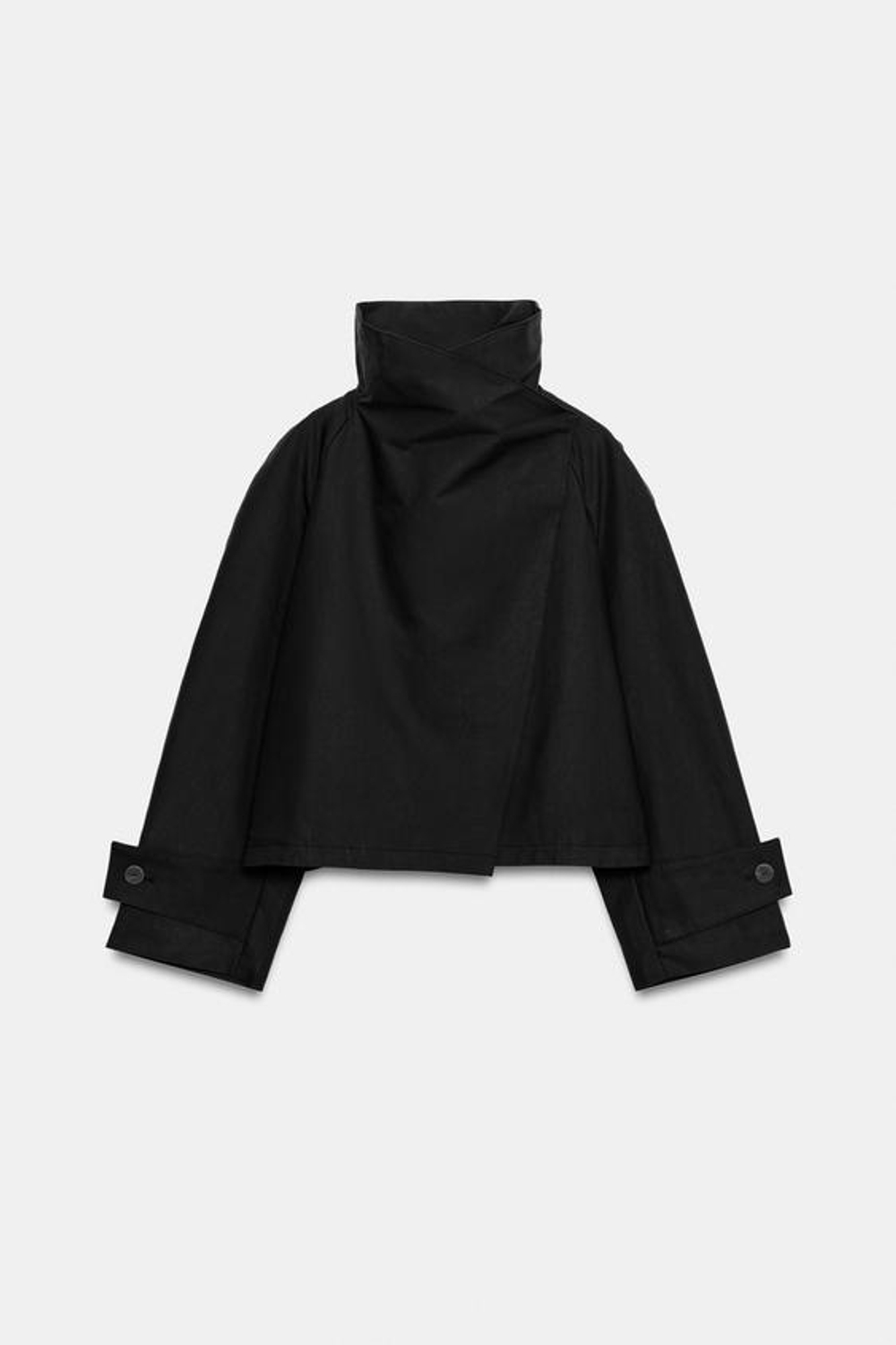 ZARA КОРОТКИЙ ТРЕНЧ С ВЫСОКИМ ВОРОТНИКОМ — ZW COLLECTION, ЧЕРНЫЙ