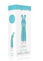 Бирюзовый вибратор с ушками Lena - 17,2 см. (Цвет: бирюзовый)