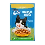 Курица в соусе природа вкуса жидкий корм для взрослых кошек Felix 85г