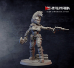 Necromunda Escher Gang Бандитка Эшер №9 с пистолетом и пиломечом миниатюра для dnd, днд, pathfinder, фентези, Настольная игра, НРИ, Варгейм, РПГ