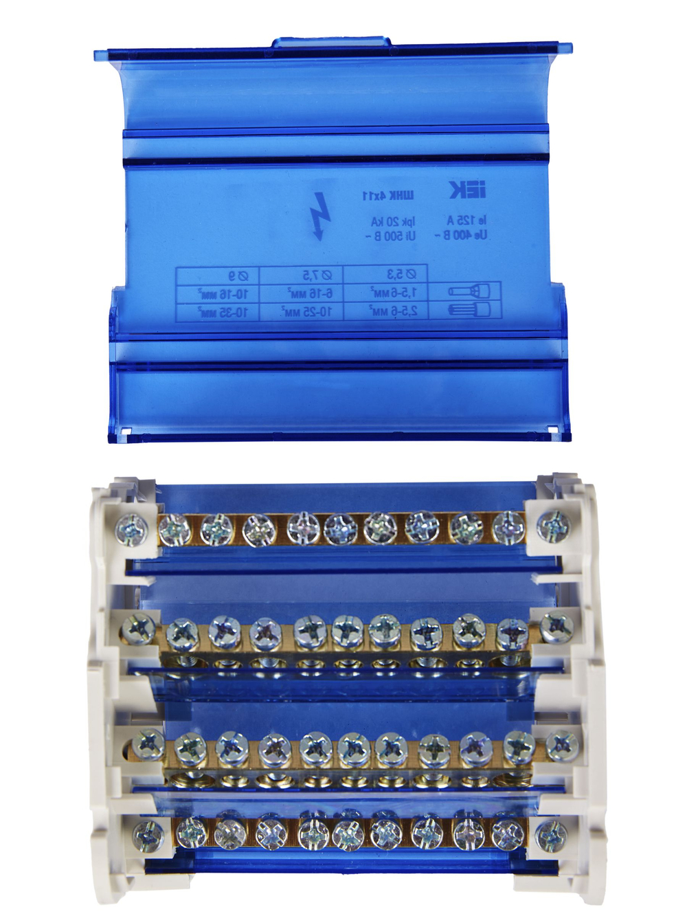 IEK Шины на DIN-рейку в корпусе (кросс-модуль) 3L+PEN 4х11