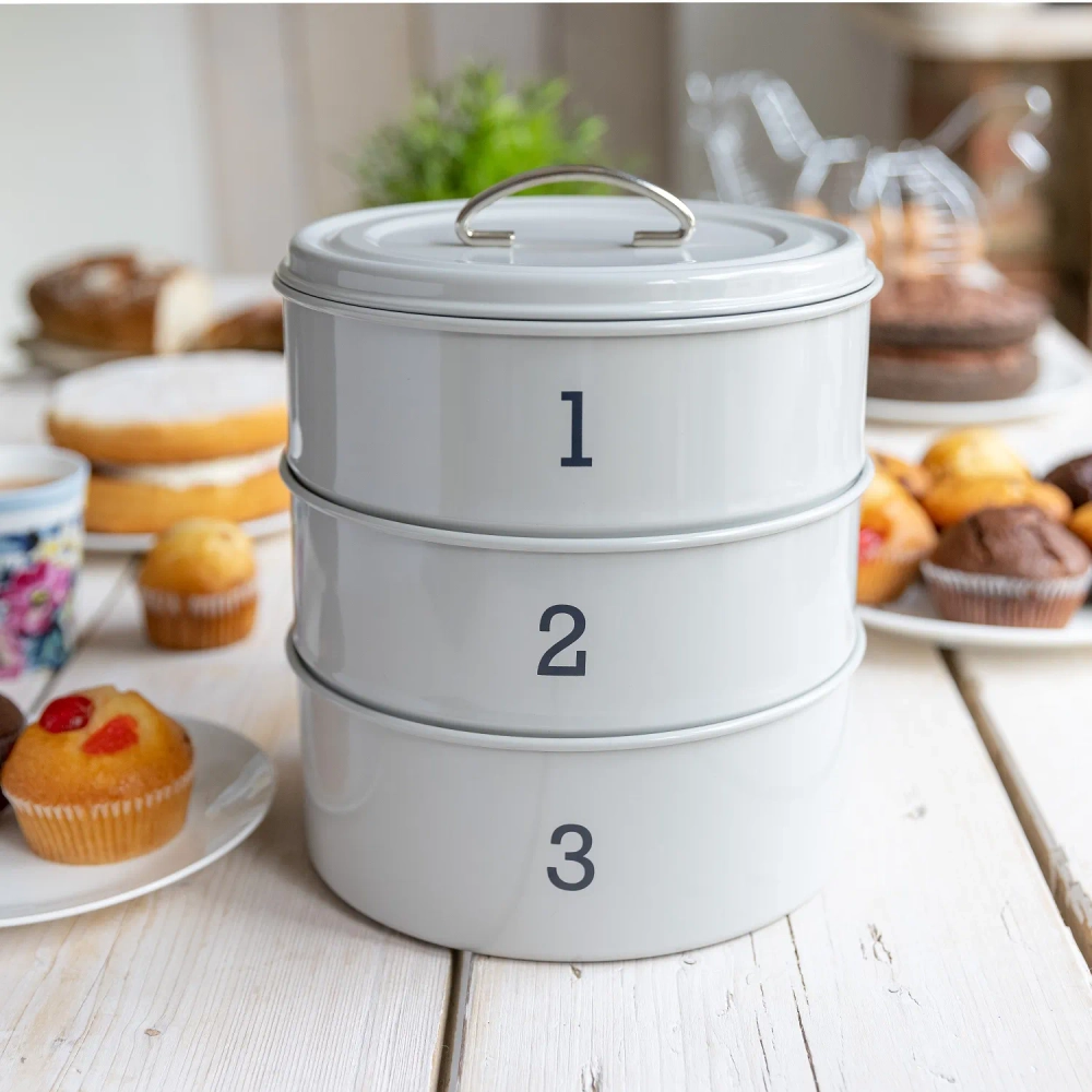 Kitchen Craft Контейнер Living Nostalgia 3 яруса 22х27см серый LN3TCTGRY