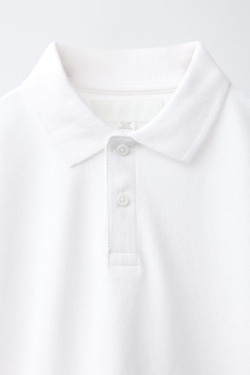 ZARA ОДНОТОННОЕ ПОЛО, БЕЛЫЙ