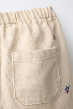 ZARA БРЮКИ BAGGY ИЗ ТВИЛА С ВЫШИВКОЙ, ЭКРЮ