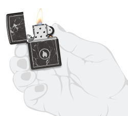 Зажигалка ZIPPO Marble Flame с покрытием High Polish Black, латунь/сталь, черная, глянцевая, 38x13x5