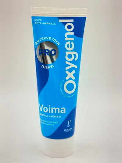 OXYGENOL Зубная паста Voima pro с растительными экстрактами, со вкусом лакрицы и ментола, без SLS, 75 мл (из Финляндии)
