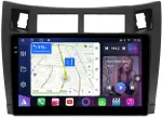 Магнитола для Toyota Vitz 2, Yaris 2 2005-2011 (рамка черная) - FarCar S500-TS10 монитор 9.5" QLED на Android 14, Быстрая, CarPlay, 4G SIM-слот