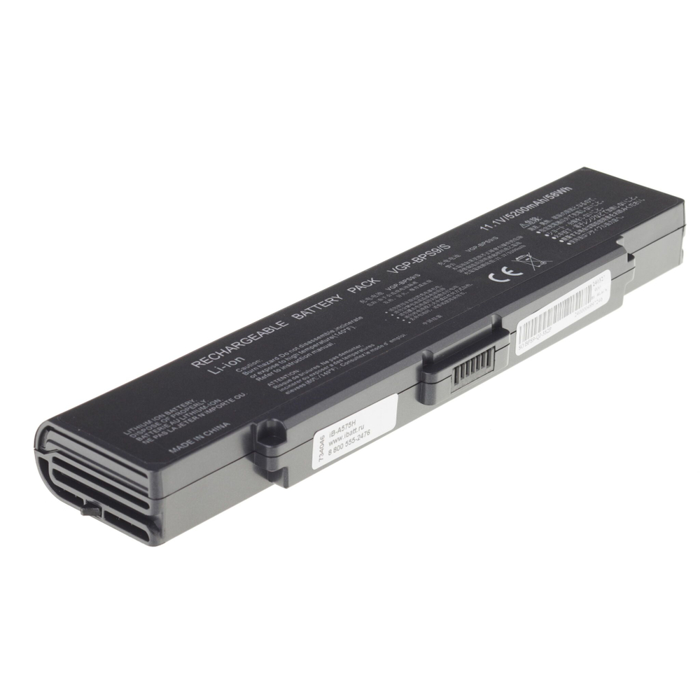 Аккумуляторная батарея iBatt 5200 mAh для ноутбука Sony VGP-BPS9, VGP-BPS9A, VGP-BPL9